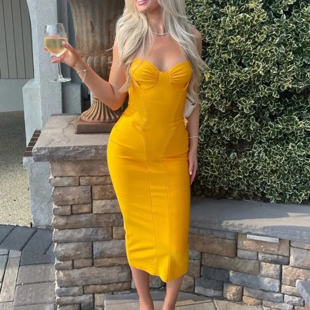 HOUSE OF CB 'Charlene' Tangerine Bandage Midi Dress - Picture 6 of 13